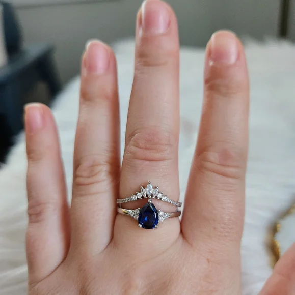 NWT Ryze Sapphire Blue & White Cubic Zirconia .925 Sterling Silver Ring - Size 9 - Picture 12 of 13